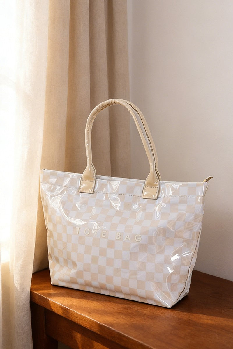 Pvc Kraft Checkered Tote Bag