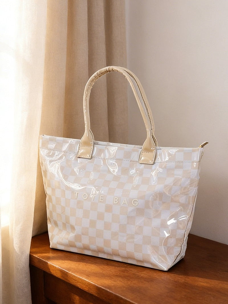 Pvc Kraft Checkered Tote Bag