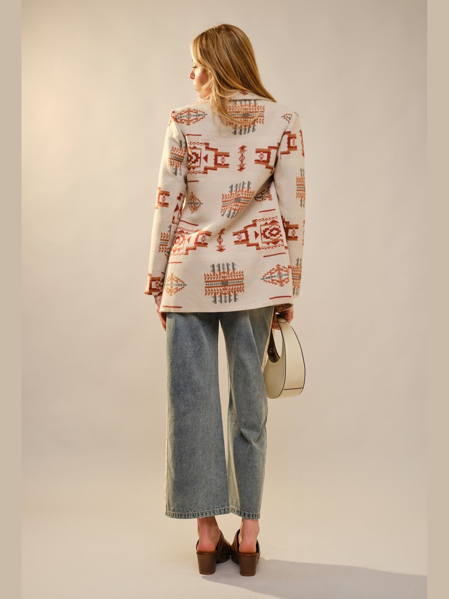 Aztec Jacquard Jewel Button Blazer