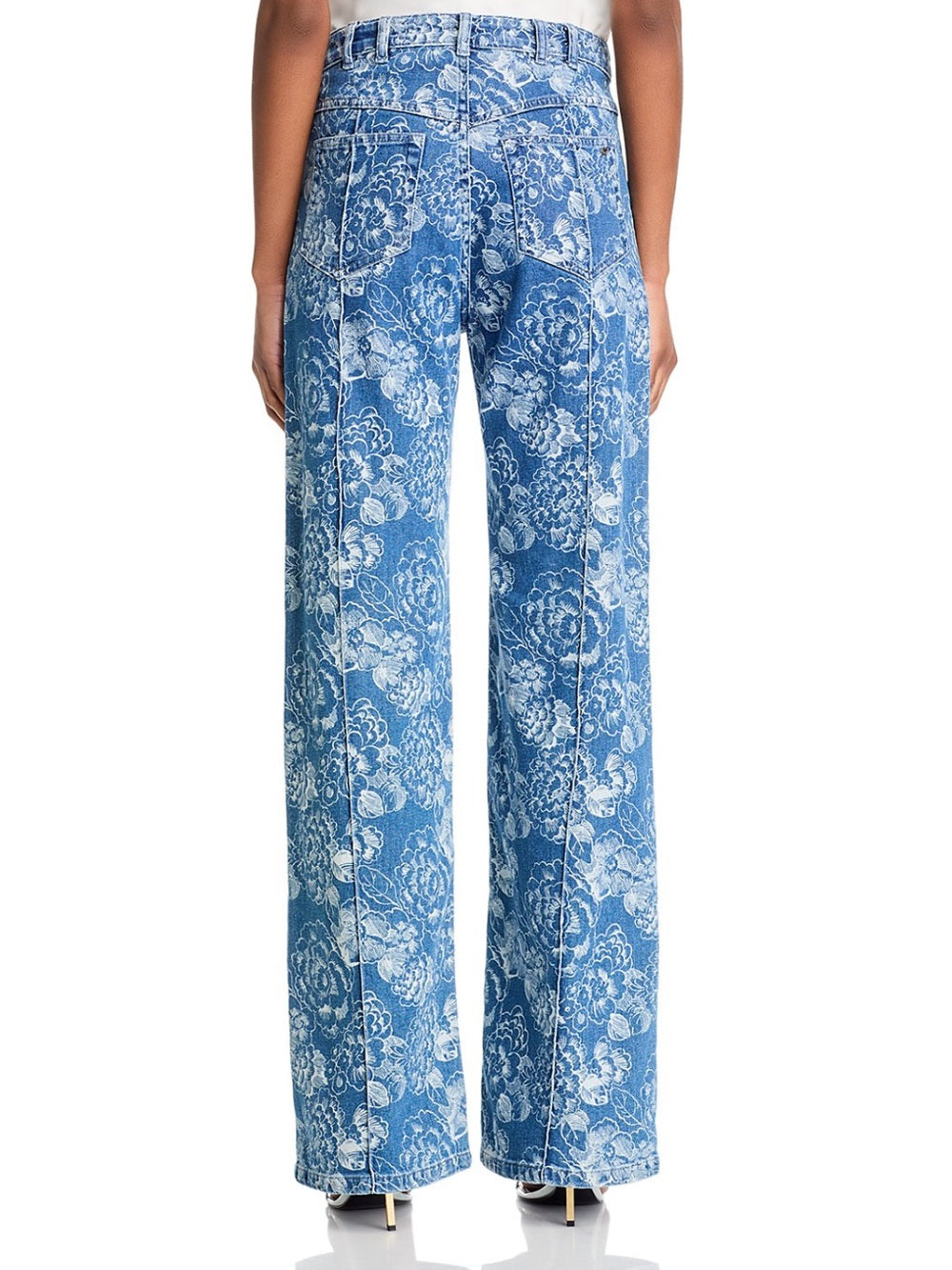 cinq a sept Sketchbook Floral Vivian High Rise Jeans in Indigo/White