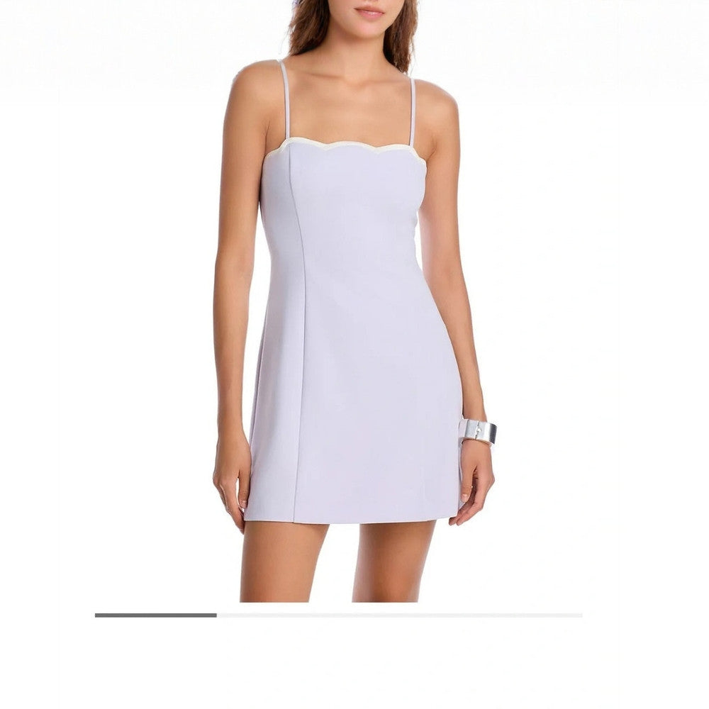 French Connection Azra Lilac Scallop-Neck Spaghetti Strap Mini Dress