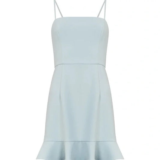 Light blue dress with thin straps on a white background