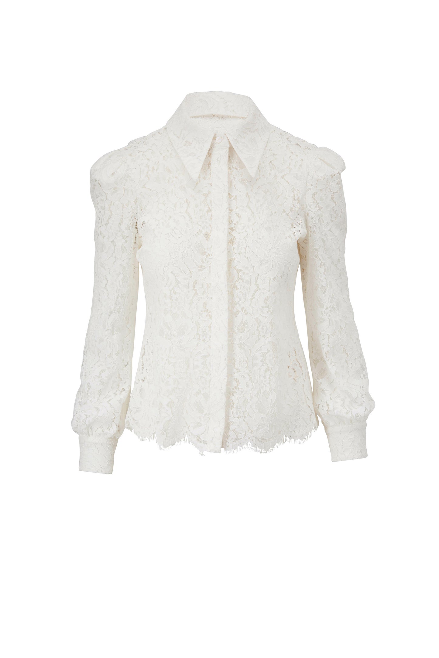 White lace blouse on a white background