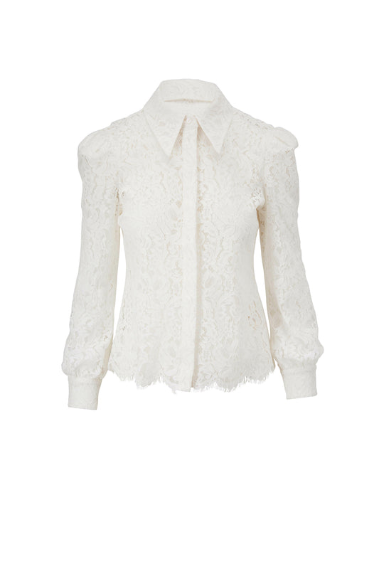 White lace blouse on a white background